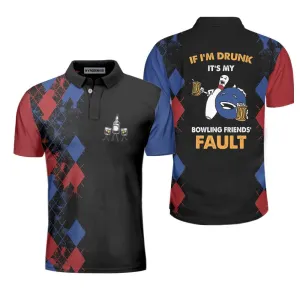 Bowling If I'M Drunk Polo Shirt, Argyle Pattern Polo Shirt Design, Funny Bowling Shirt For Male Players Coolspod