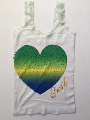 Brazil Heart & Beads Sleeveless T-Shirt Cami Style