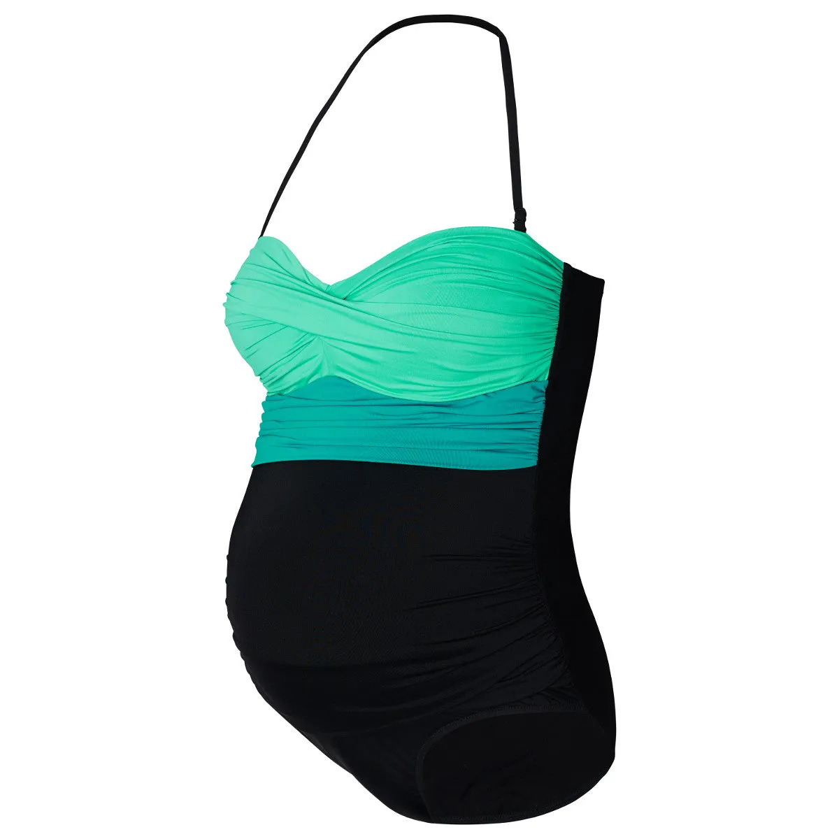 Colorblock Green Black One Piece Maternity Swimsuit - Noppies