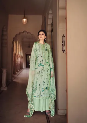 Cotton Silk Beautiful Floral Green Printed Salwar kameez material