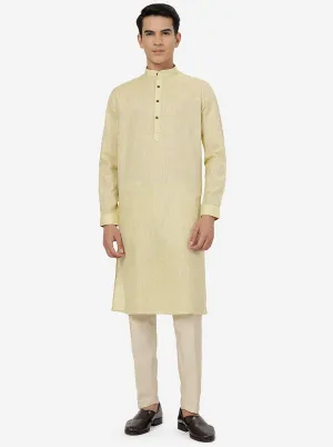 Dusty Lime Solid Regular Fit Modi Kurta | JadeBlue