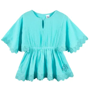 Embroidered Baby & Toddler Girls Aqua Gauze Kaftan Swim Coverup