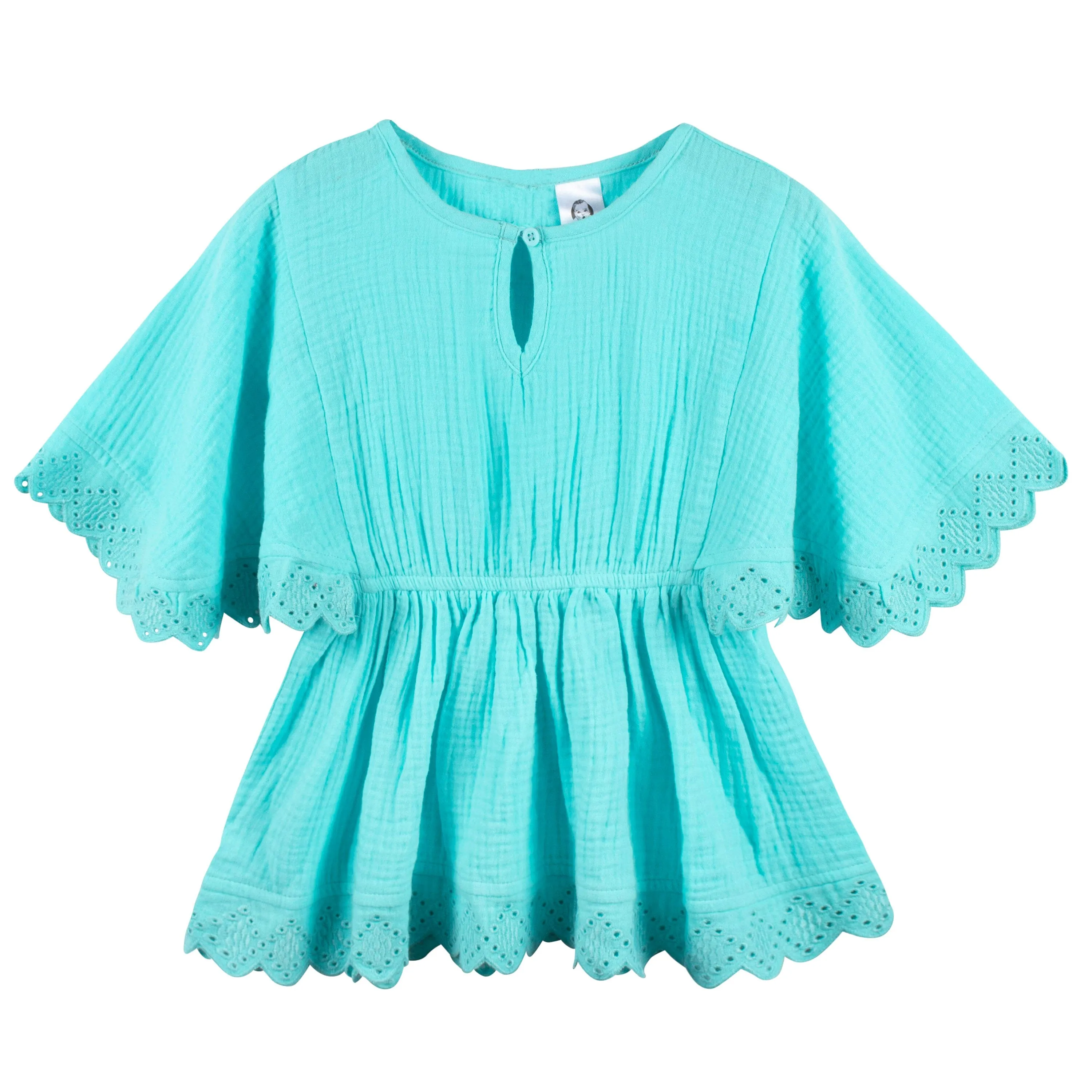 Embroidered Baby & Toddler Girls Aqua Gauze Kaftan Swim Coverup