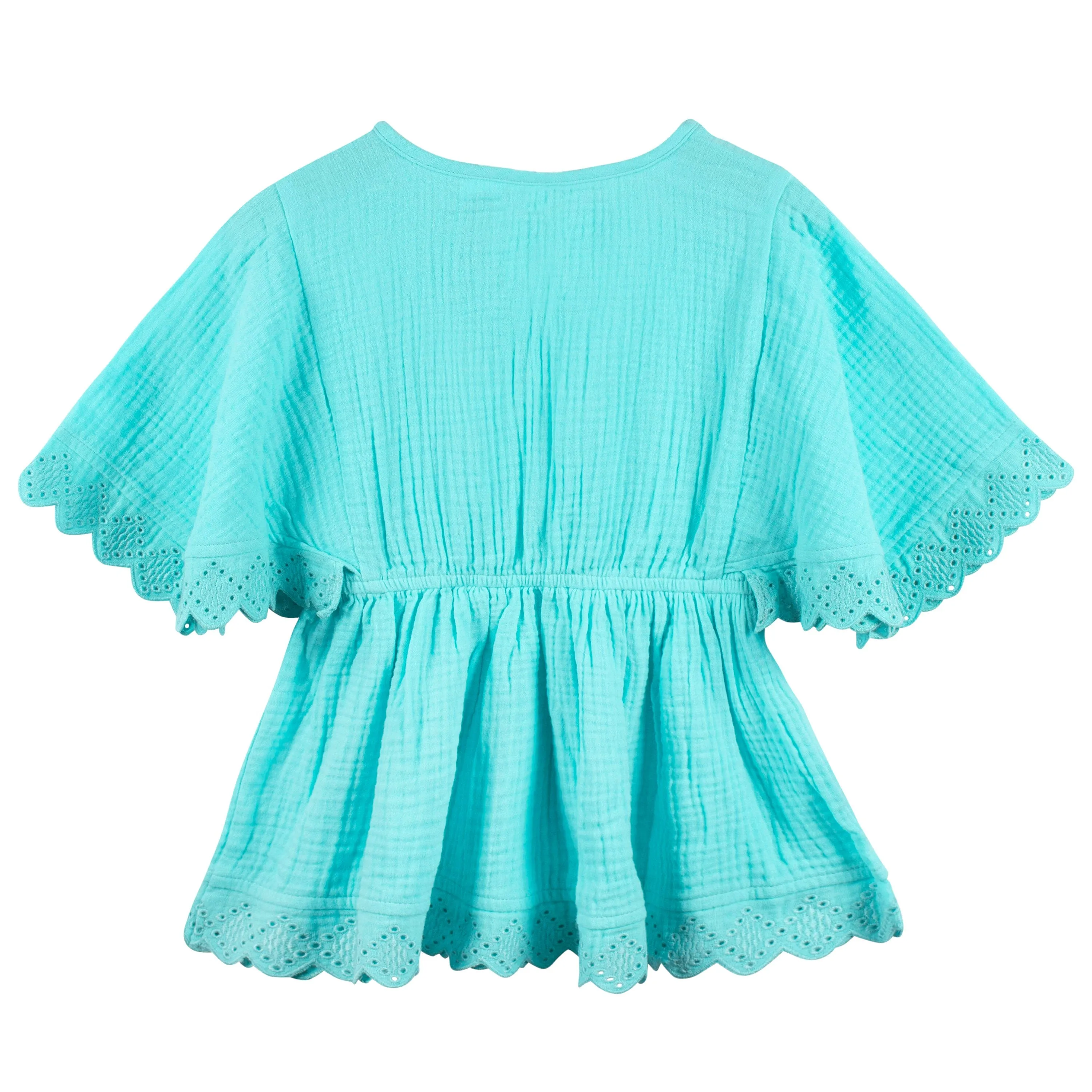 Embroidered Baby & Toddler Girls Aqua Gauze Kaftan Swim Coverup