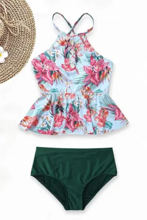 Flounced Floral Tankini Set in Flower 4059