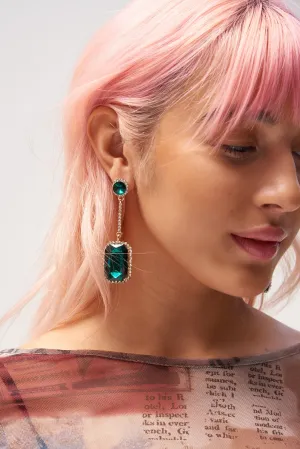 Green Gem Drop Earrings