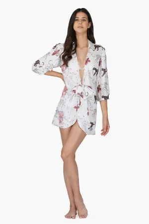 Jaguar Floral Front Tie Cover Up