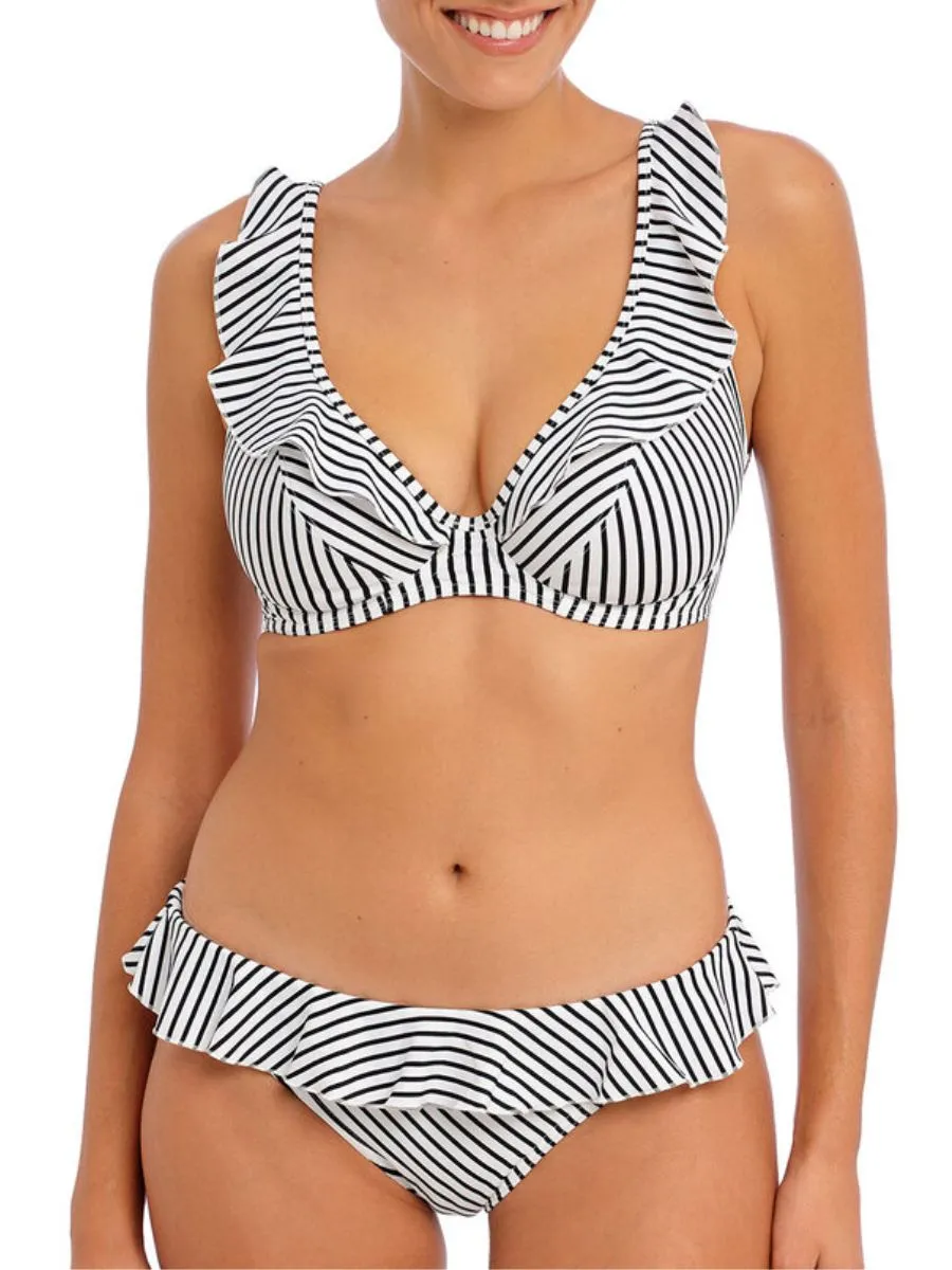 Jewel Cove High Apex Bikini Top - Stripe Black