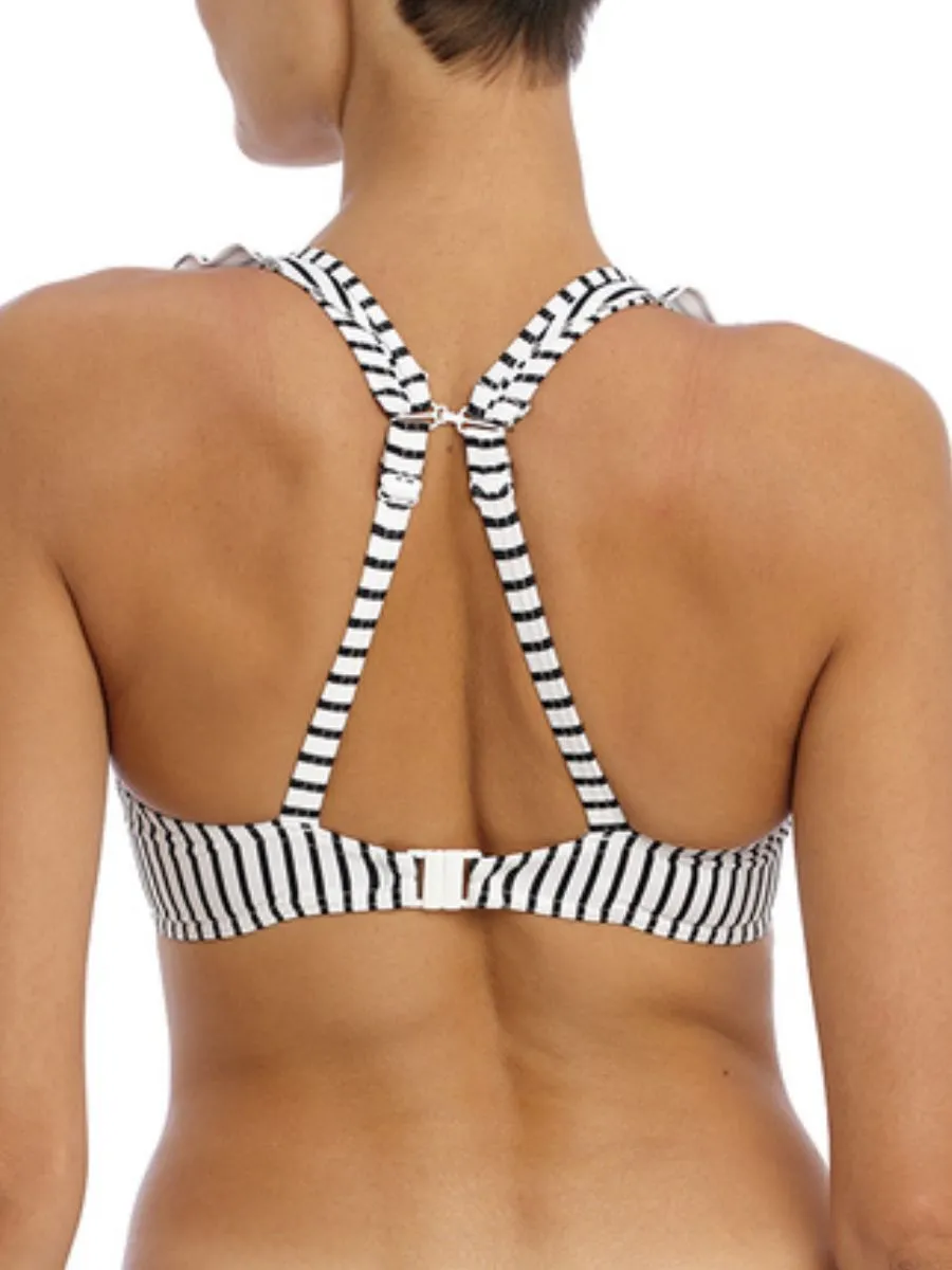 Jewel Cove High Apex Bikini Top - Stripe Black