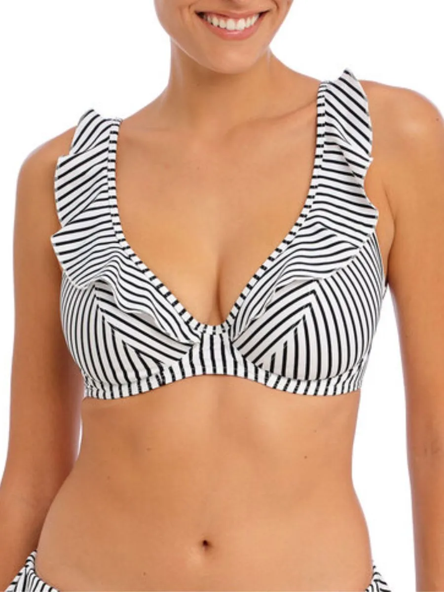 Jewel Cove High Apex Bikini Top - Stripe Black