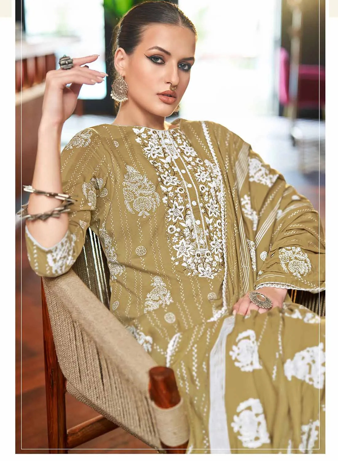 Latest Pure Lawn Cotton Unstitched Salwar Suit Material for Women