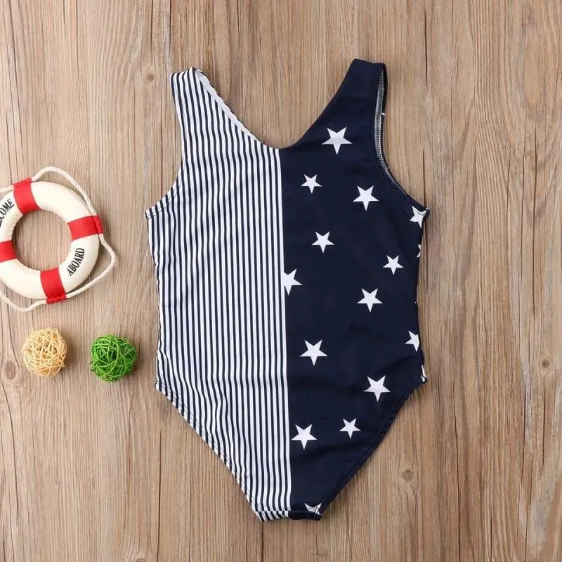 Navy Blue Stars Mom and Daughter matching swimwear