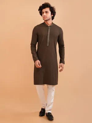 Olive Brown Kurta Pajama | Azania