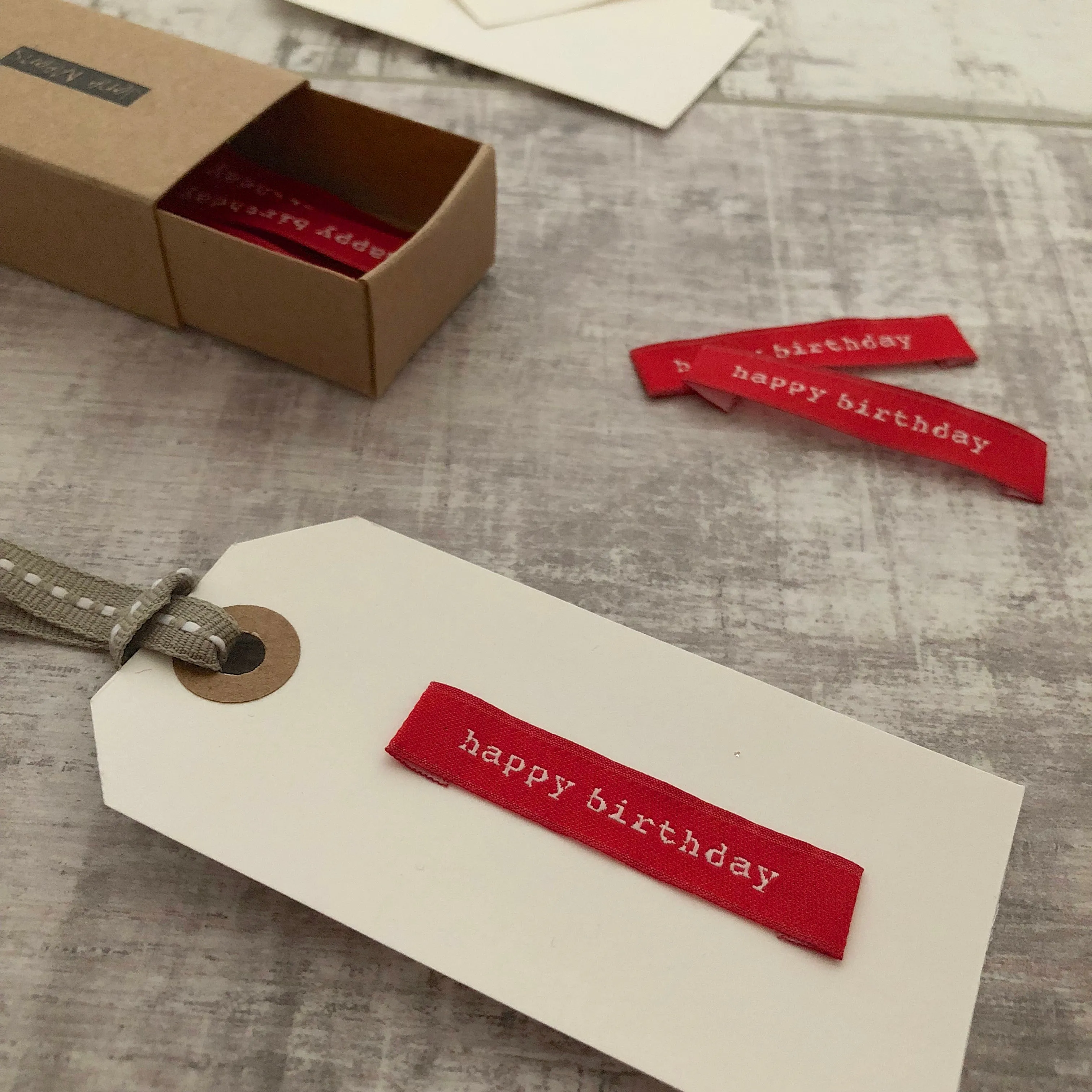 Red Fabric Labels - Birthday