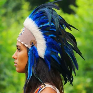 Royal Blue Feather Headdress