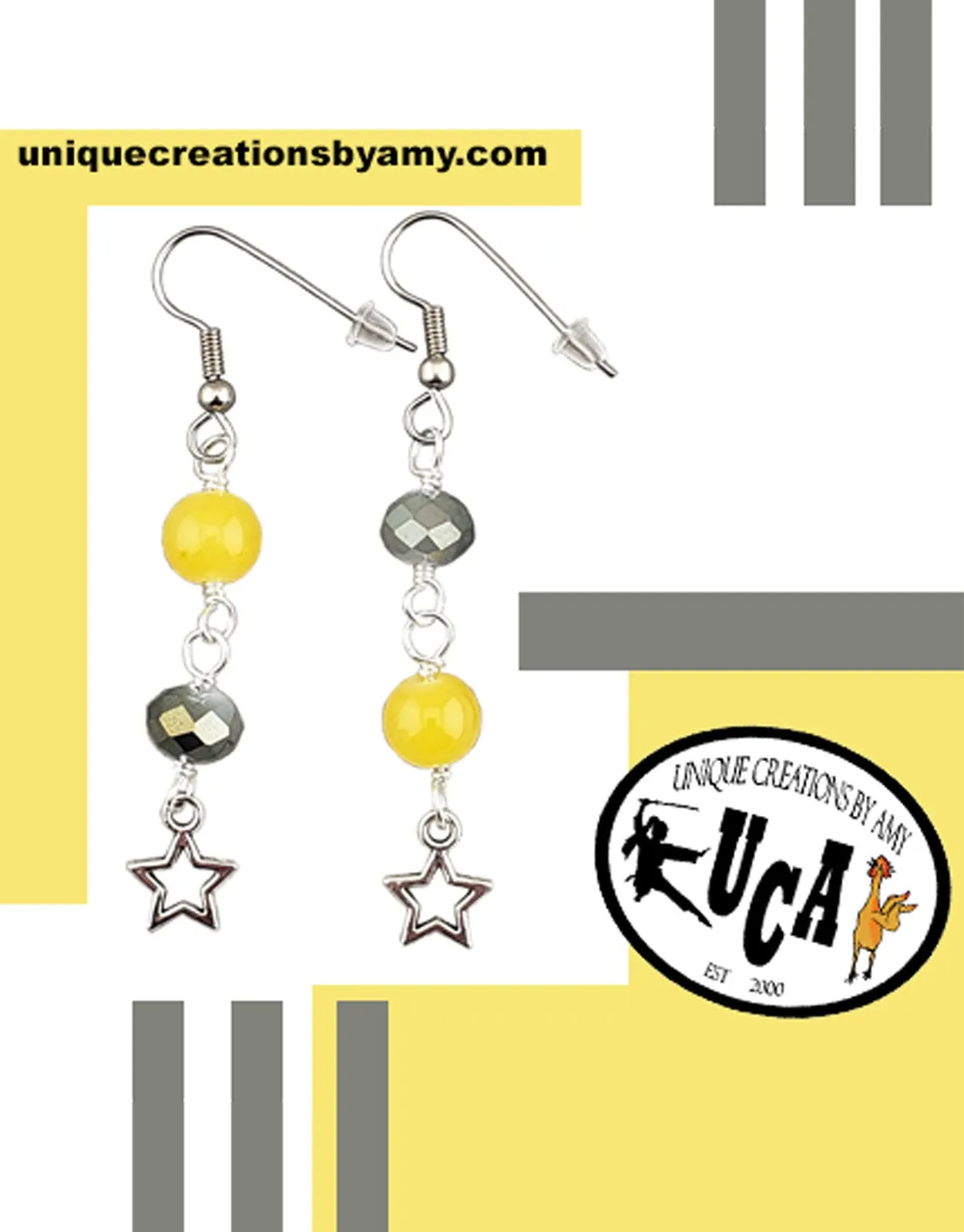 Second Chance Gray & Yellow 2021 Star Earrings