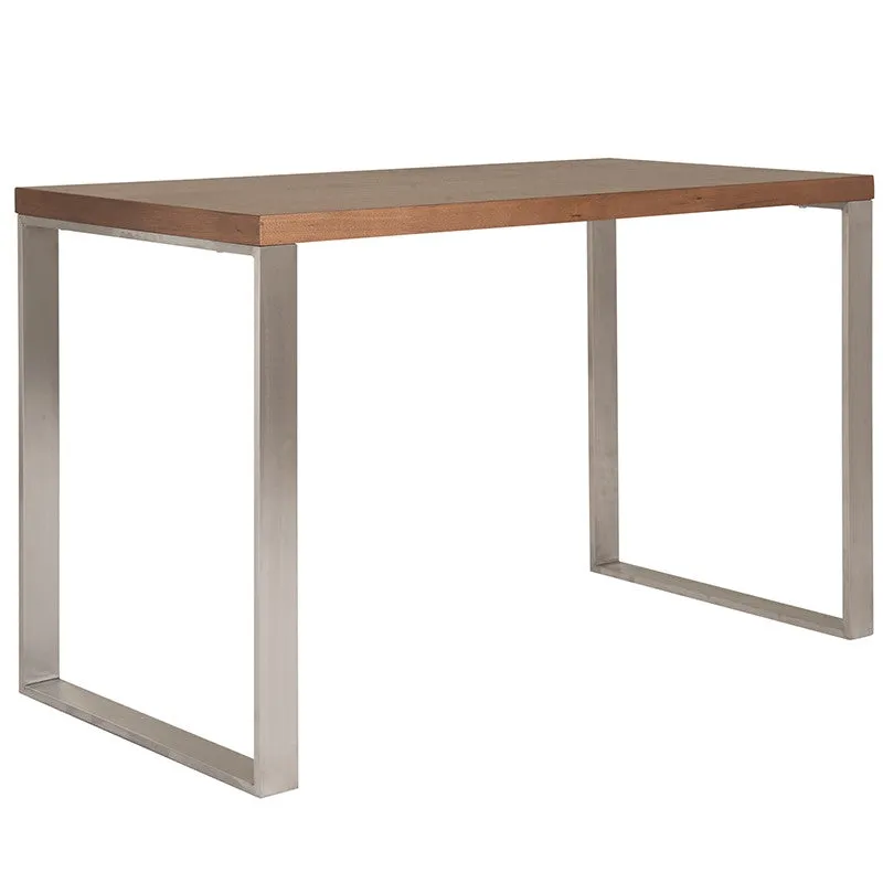 Walnut & Brushed Stainless Steel 48" Modern Desk