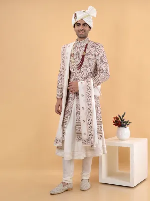 White & Pink  Sherwani | TULA