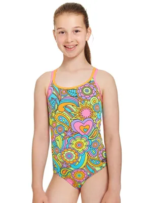 Zoggs Zesty Duoback Girls Swimming Costume - Multi